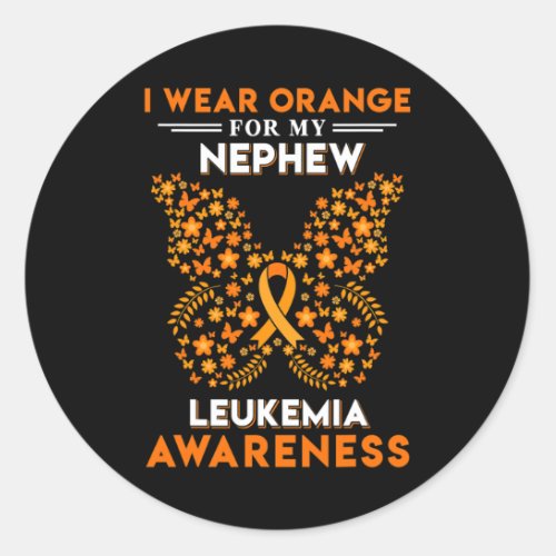 Wear Orange For My Nephew Blood Leukemia Cancer Aw Classic Round Sticker