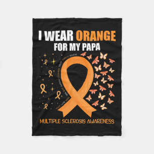 Wear Orange For My Papa Multiple Sclerosis Awarene Fleece Blanket