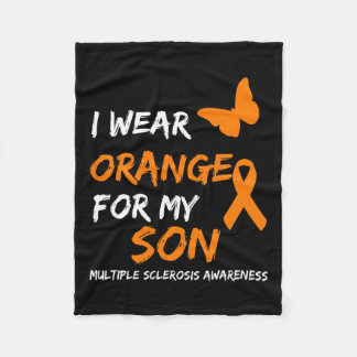 Wear Orange For My Son Multiple Sclerosis Ribbon  Fleece Blanket