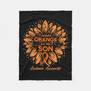 Wear Orange For My Son Orange Sunflower Leukemia A Fleece Blanket