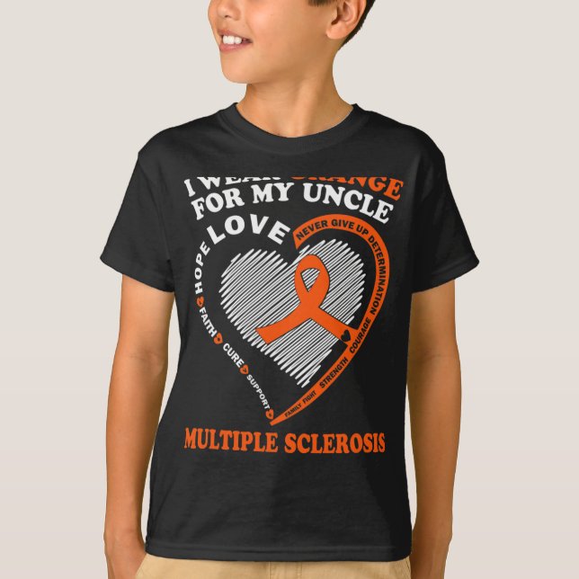 Wear Orange For My Uncle Multiple Sclerosis Awaren T-Shirt (Front)