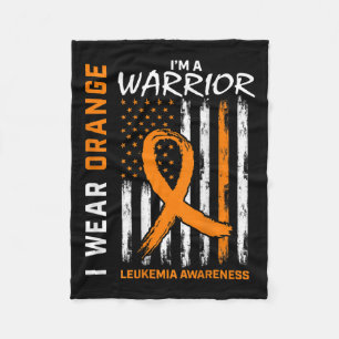 Wear Orange I'm A Warrior Leukemia Awareness Ameri Fleece Blanket