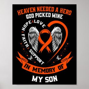 Wear Orange In Memory Of My Son Leukemia Awareness Poster