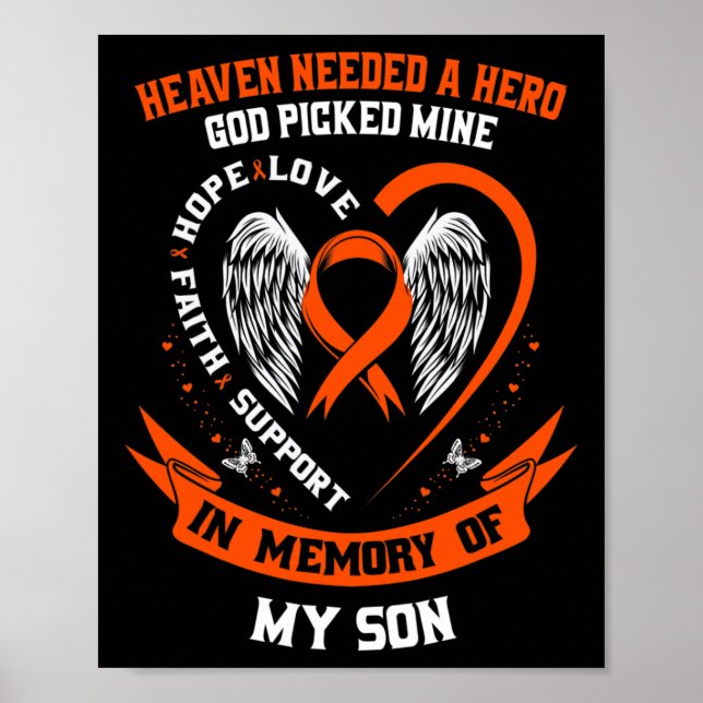 Wear Orange In Memory Of My Son Leukemia Awareness Poster (Front)