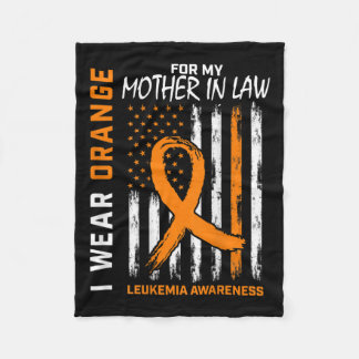 Wear Orange Mother In Law Leukemia Awareness Ameri Fleece Blanket