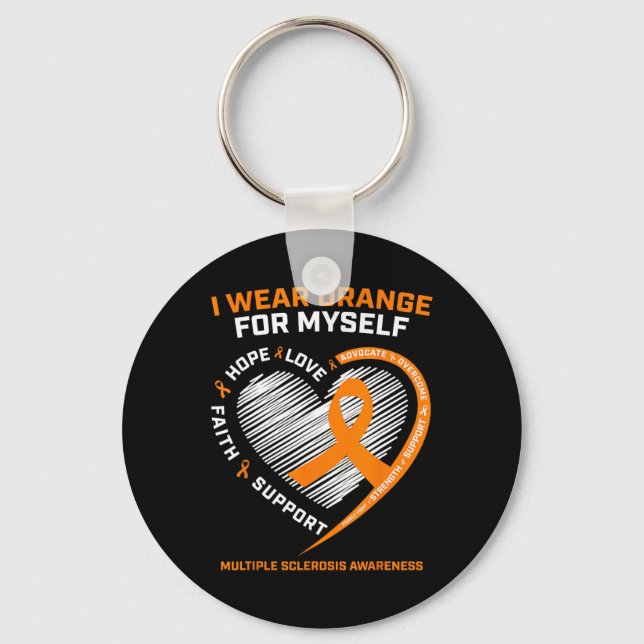 Wear Orange Myself Multiple Sclerosis Awareness Ms Keychain (Front)