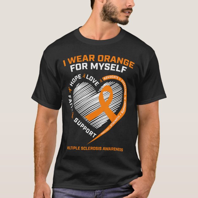 Wear Orange Myself Multiple Sclerosis Awareness Ms T-Shirt (Front)