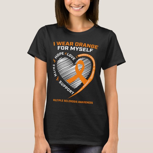 Wear Orange Myself Multiple Sclerosis Awareness Ms T-Shirt (Front)
