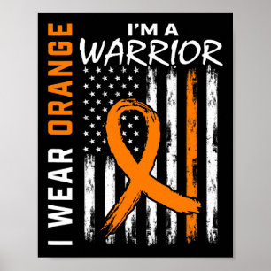 Wear Orange Ribbon Leukemia Cancer Warrior Awarene Poster