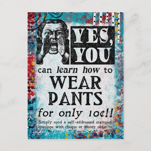 Wear Pants _ Funny Vintage Ad Postcard