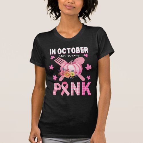 Wear Pink Breast Cancer Pumpkin Halloween Lunch T_Shirt