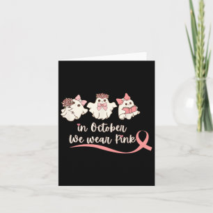 Wear Pink Breast Cancer Warrior Cute Groovy Ghost Card