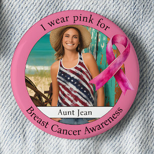 Wear Pink for Breast Cancer Awareness Photo Button