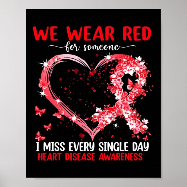 Wear Pink For Heart Disease Awareness Heart Ribbon Poster (Front)
