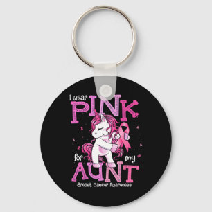 Wear Pink For My Aunt Shirt Breast Cancer Awarenes Keychain
