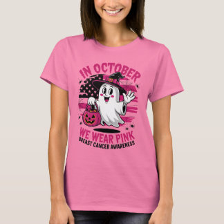 Wear Pink Ghost Halloween Breast Cancer T-Shirt