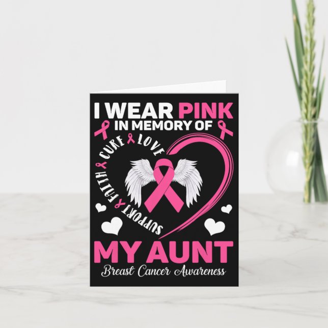 Wear Pink In Memory Of My Aunt Breast Cancer Aware Card (Front)