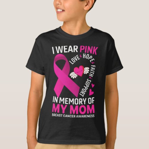 Wear Pink In Memory Of My Mom Breast Cancer Awaren T_Shirt