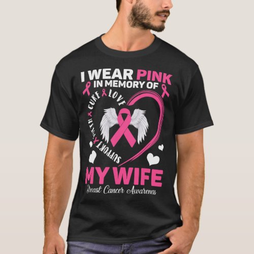 Wear Pink In Memory Of My Wife Breast Cancer Aware T_Shirt