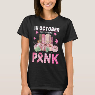 Wear Pink Library Crew Halloween Breast Cancer T-Shirt