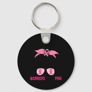 Wear Pink Messy Bun Mom Breast Cancer Awareness Keychain