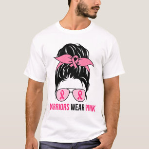 Wear Pink Messy Bun Mom Breast Cancer Awareness T-Shirt