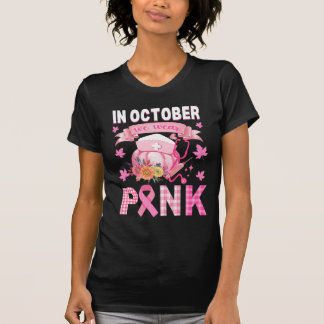 Wear Pink Ribbon Breast Cancer Halloween Nurse T-Shirt