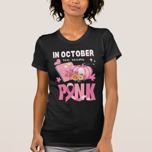 Wear Pink Ribbon Halloween Breast Cancer Library T_Shirt