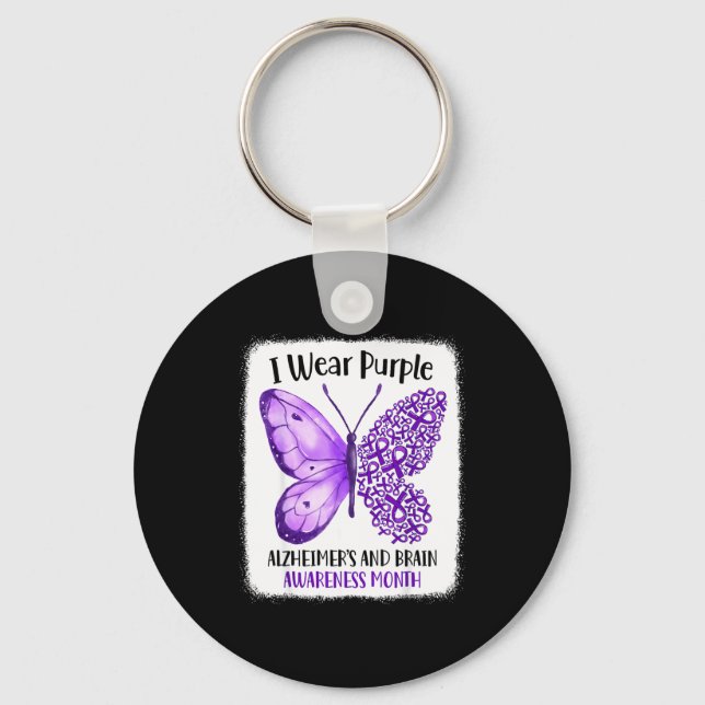Wear purple alzheimer's and brain awareness month keychain (Front)