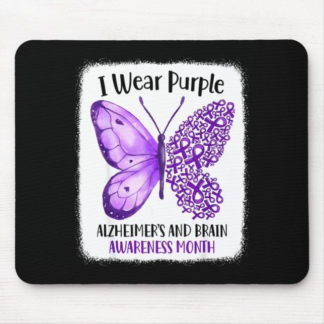 Wear purple alzheimer's and brain awareness month mouse pad (Front)
