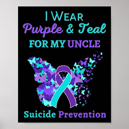 Wear Purple And Teal For My Uncle Suicide Preventi Poster