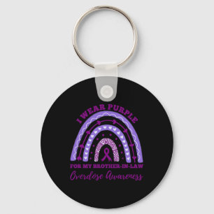Wear Purple Brother In Law Overdose Awareness Rain Keychain