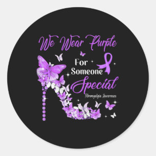 Wear Purple Butterflies Fibromyalgia Awareness  Classic Round Sticker