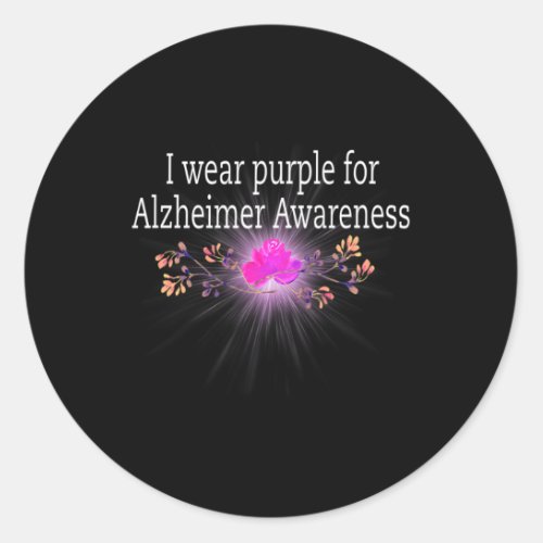 Wear Purple For Alzheimerheimer Awareness  Classic Round Sticker