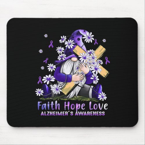 Wear Purple For Alzheimerheimer Awareness Gnome Fa Mouse Pad