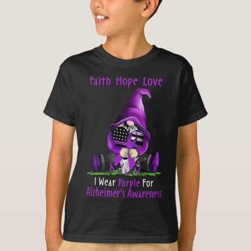 Wear Purple For Alzheimerheimer Awareness Gnome Fa T_Shirt