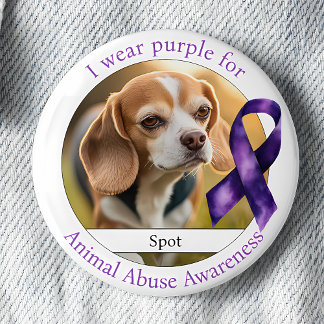 Wear Purple for Animal Abuse Awareness Photo Button