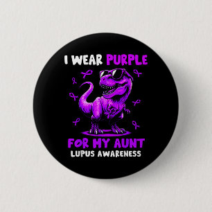 Wear Purple For Aunt Lupus Awareness Dinosaur Boys Button