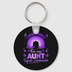 Wear Purple For Aunt Rainbow Purple Lupus Keychain