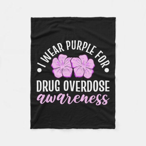 Wear Purple For Drug Overdose Awareness Floral Flo Fleece Blanket
