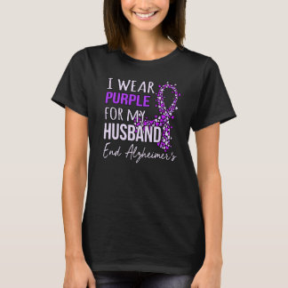 Wear Purple For Husband Alzheimer's Awareness Ribb T-Shirt