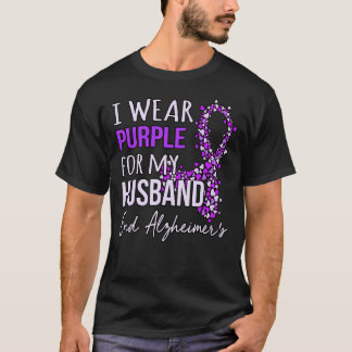 Wear Purple For Husband Alzheimer's Awareness Ribb T-Shirt