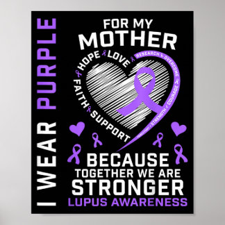 Wear Purple For Mom Lupus Awareness Ribbon Heart Poster