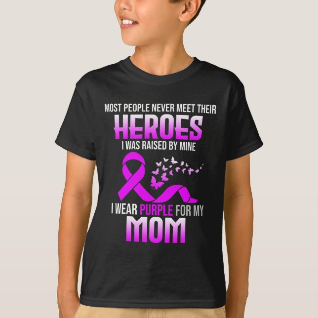 Wear Purple For Mom Pancreatic Cancer Awareness Gr T-Shirt (Front)