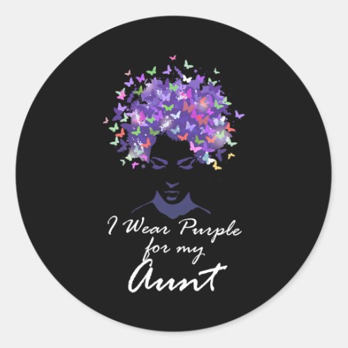 Wear Purple For My Aunt Family Support Alzheimerhe Classic Round Sticker