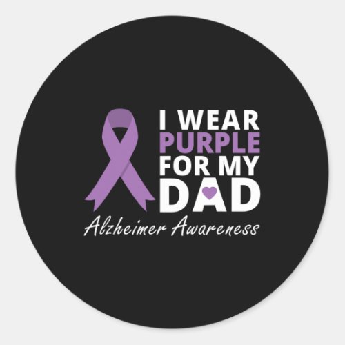 Wear Purple For My Dad Ribbon Family Love Warrior  Classic Round Sticker