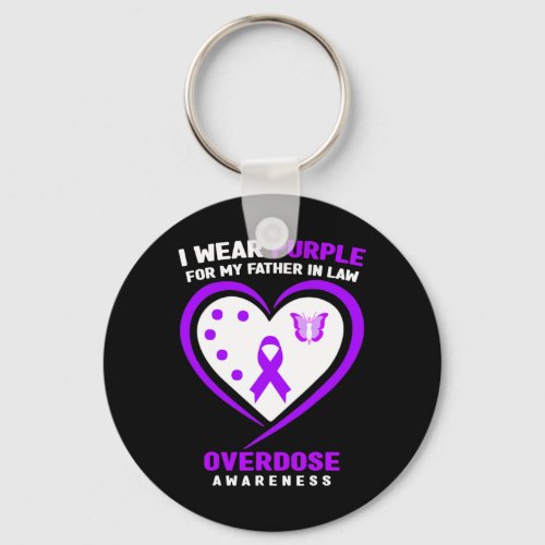 Wear Purple For My Father In Law Overdose Awarenes Keychain