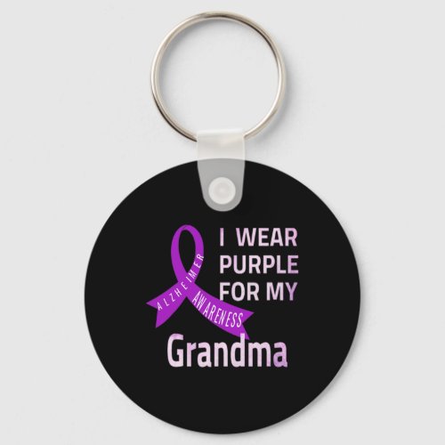 Wear Purple For My Grandma Alzheimerheimer Disease Keychain