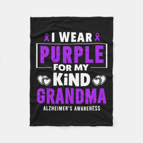 Wear Purple For My Grandma Alzheimerheimers Aware Fleece Blanket