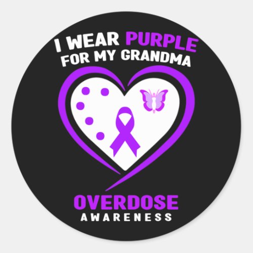 Wear Purple For My Grandma Overdose Awareness 1  Classic Round Sticker